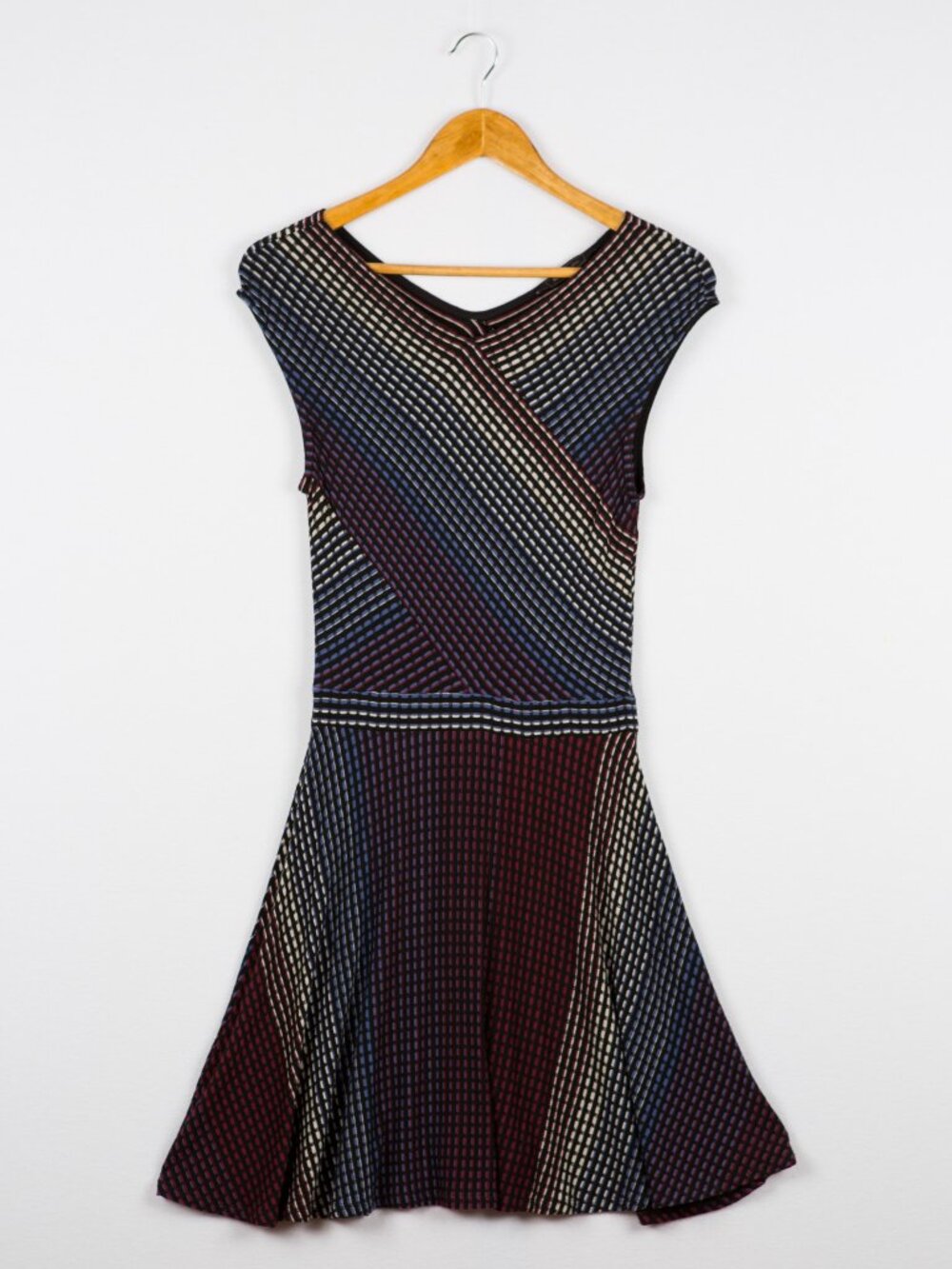 BCBGMaxAzria Multicolor Striped Fit-and-Flare Midi Dress